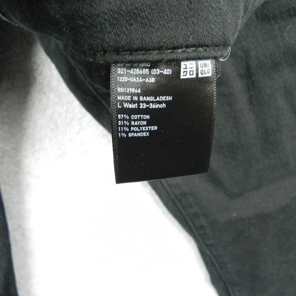 Uniqlo Jeans Mens Large 34x24 Cropped Slim Tapered Stretch Flex Denim Black